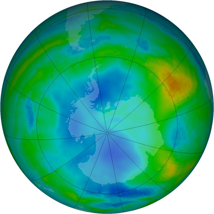 Antarctic ozone map for 21 June 2003